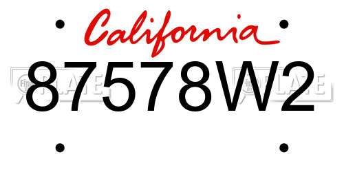 87578W2 California License Plate