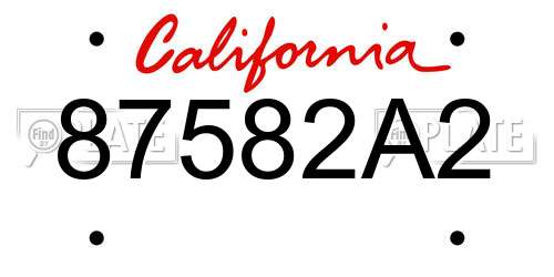 87582A2 California License Plate
