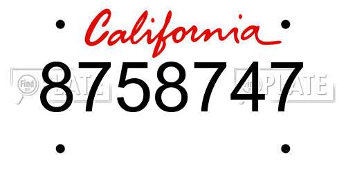 8758747 California License Plate