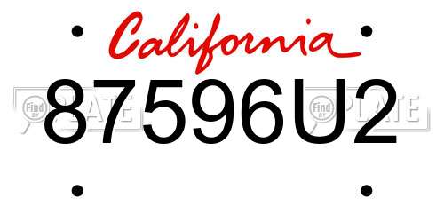 87596U2 California License Plate