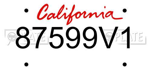 87599V1 California License Plate