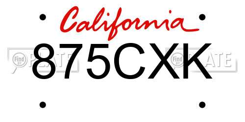 875CXK California License Plate