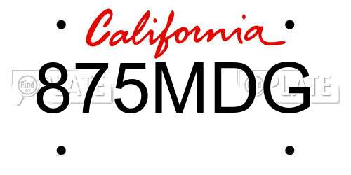 875MDG California License Plate