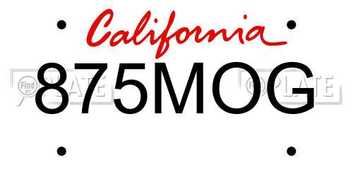 875MOG California License Plate
