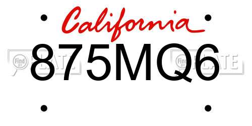 875MQ6 California License Plate