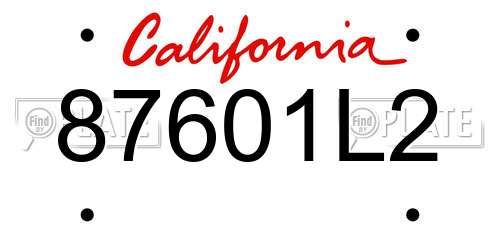 87601L2 California License Plate
