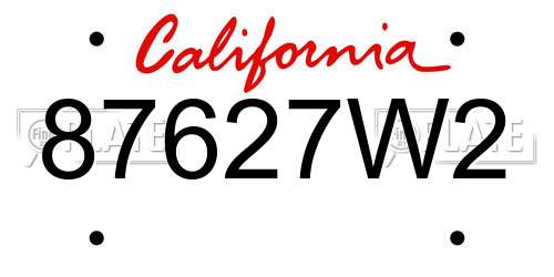 87627W2 California License Plate