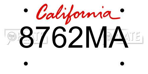 8762MA California License Plate