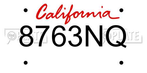 8763NQ California License Plate