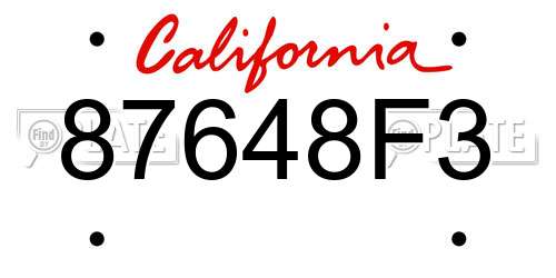 87648F3 California License Plate