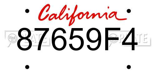 87659F4 California License Plate
