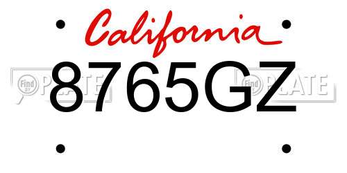 8765GZ California License Plate