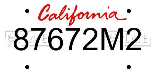 87672M2 California License Plate