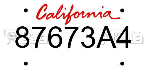 87673A4 California License Plate