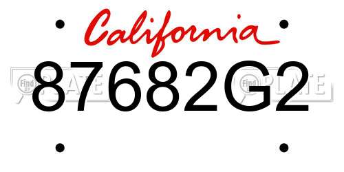 87682G2 California License Plate