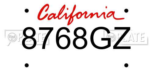 8768GZ California License Plate