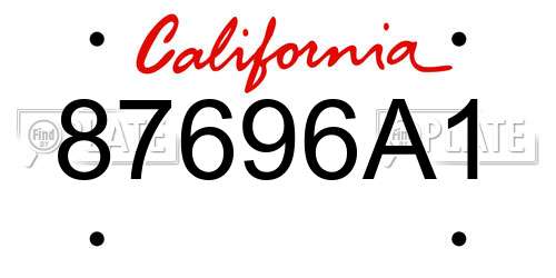 87696A1 California License Plate