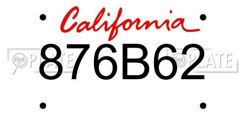 876B62 California License Plate