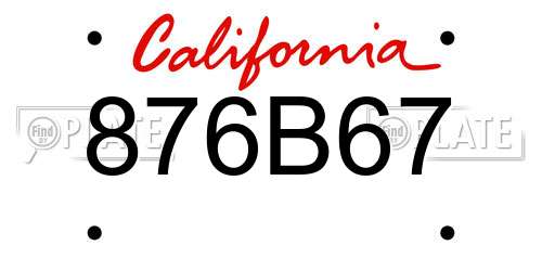 876B67 California License Plate