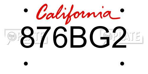 876BG2 California License Plate