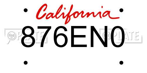 876EN0 California License Plate