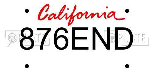 876END California License Plate