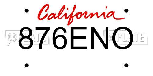 876ENO California License Plate