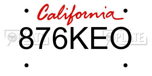 876KEO California License Plate