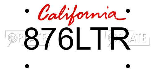 876LTR California License Plate