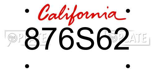 876S62 California License Plate