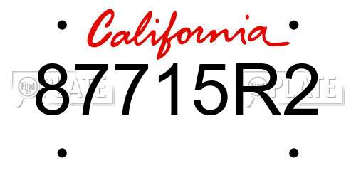 87715R2 California License Plate