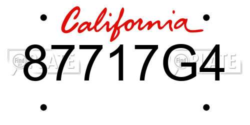 87717G4 California License Plate