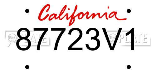 87723V1 California License Plate
