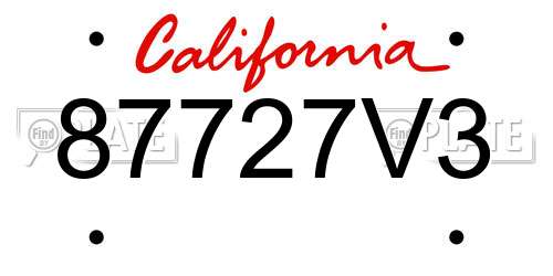 87727V3 California License Plate