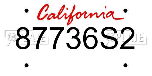 87736S2 California License Plate
