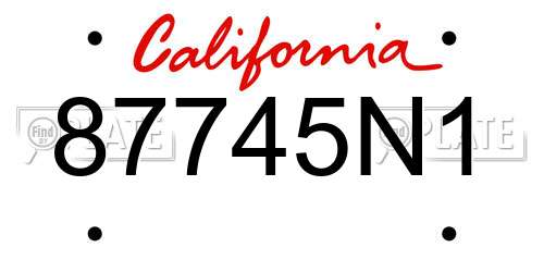 87745N1 California License Plate
