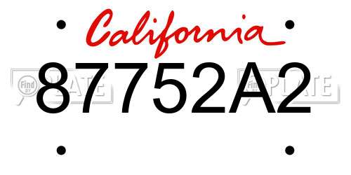 87752A2 California License Plate
