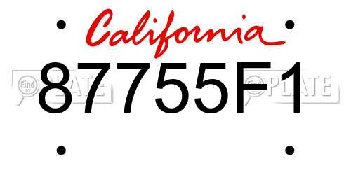 87755F1 California License Plate