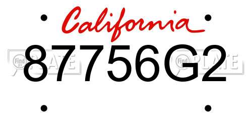 87756G2 California License Plate