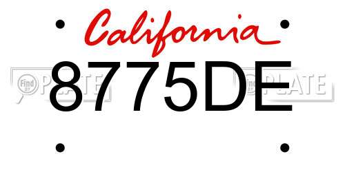 8775DE California License Plate
