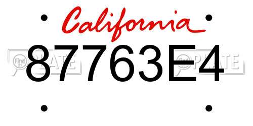 87763E4 California License Plate