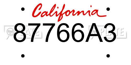 87766A3 California License Plate