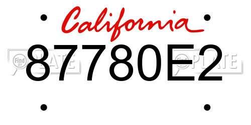 87780E2 California License Plate