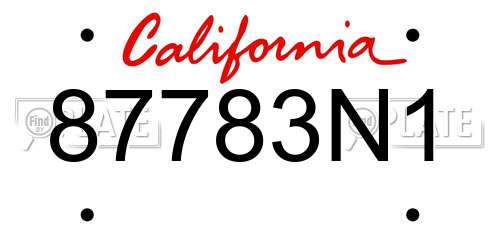 87783N1 California License Plate