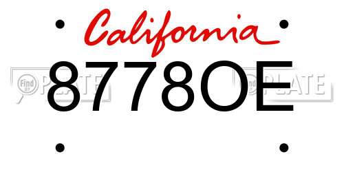 8778OE California License Plate