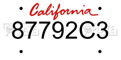 87792C3 California License Plate