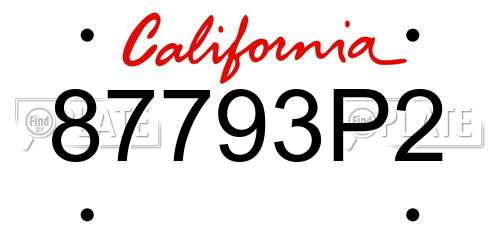 87793P2 California License Plate