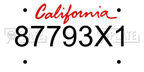 87793X1 California License Plate