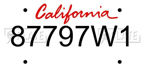 87797W1 California License Plate
