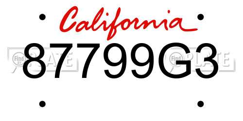 87799G3 California License Plate
